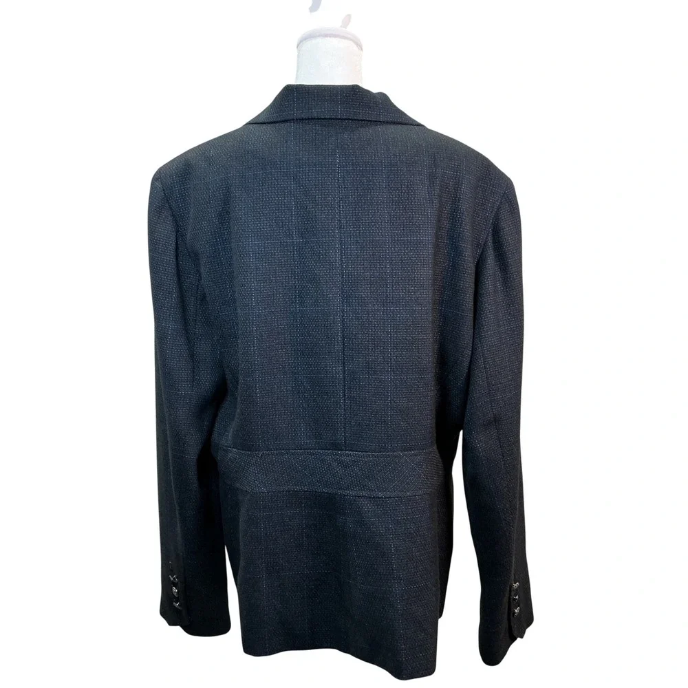 Signature by Larry Levine Womens Blazer 18 Charcoal‎ Gray Plaid Peplum Jacket